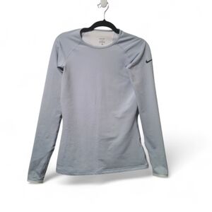 Nike Pro Dri Fit Medium Light Pastel Blue Long Sleeve Thumbholes Base Layer